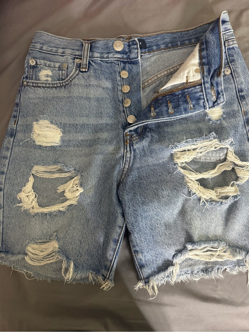 Aeropostale Distressed Light Blue Denim Shorts